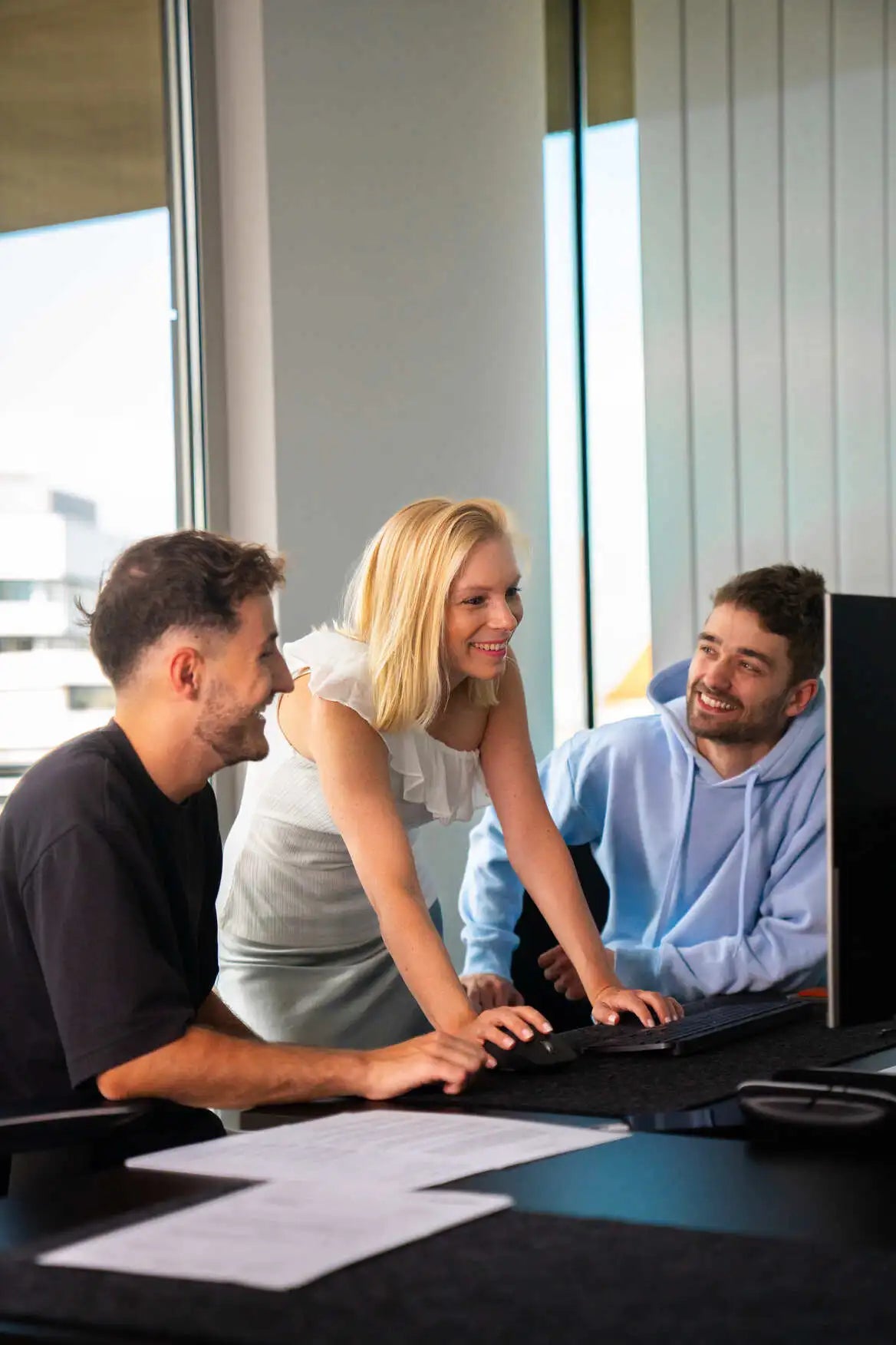 group of people talking